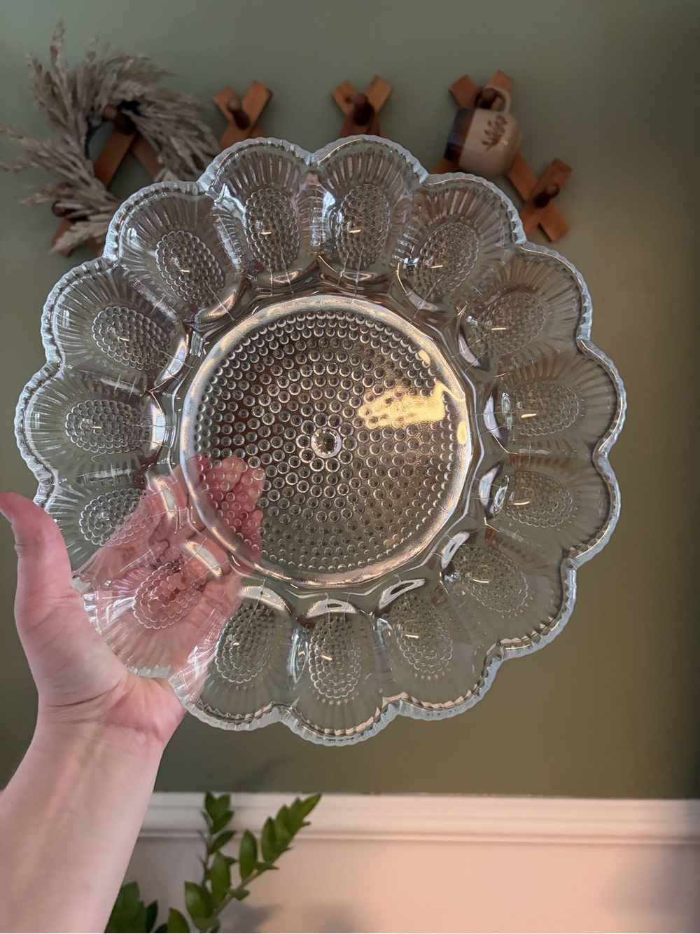Clear Indiana Glass hobnail Egg Plate